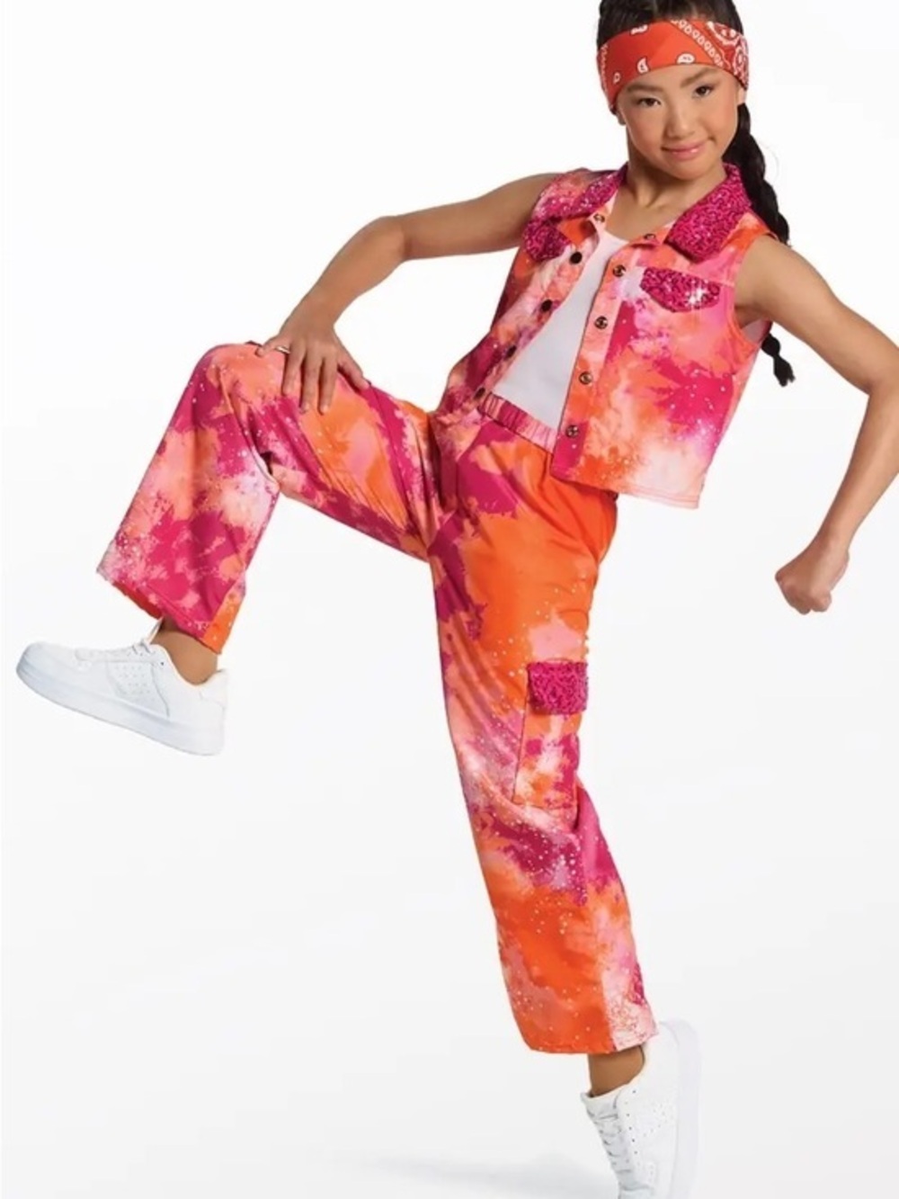 Weissman Orange & Pink Tie-Dye Dance Cargo Set
